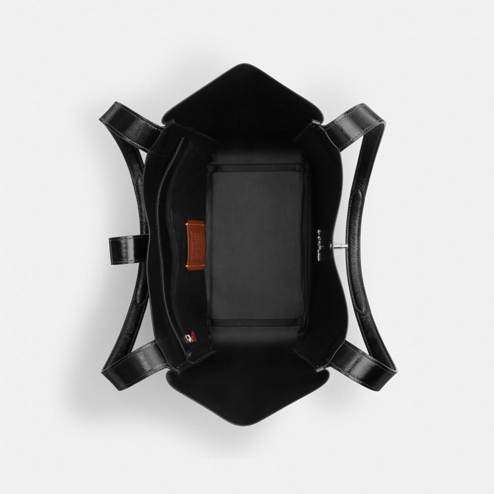COACH®,Hadley Turnlock Tote Bag,Tote,Logo,Casual,Black,Inside View,Top View