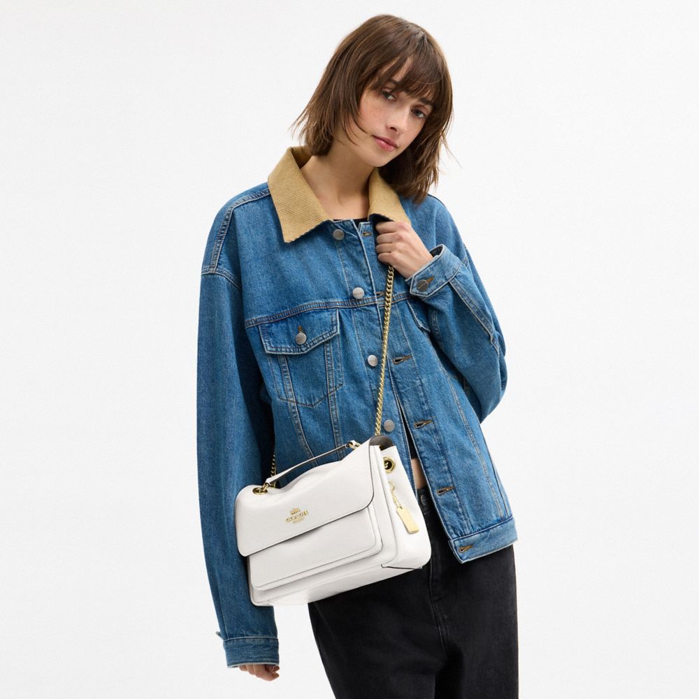 COACH®,Elodie Crossbody Bag,Leather,Shoulder Bag,Lined,Silver Metal,Day Party,White