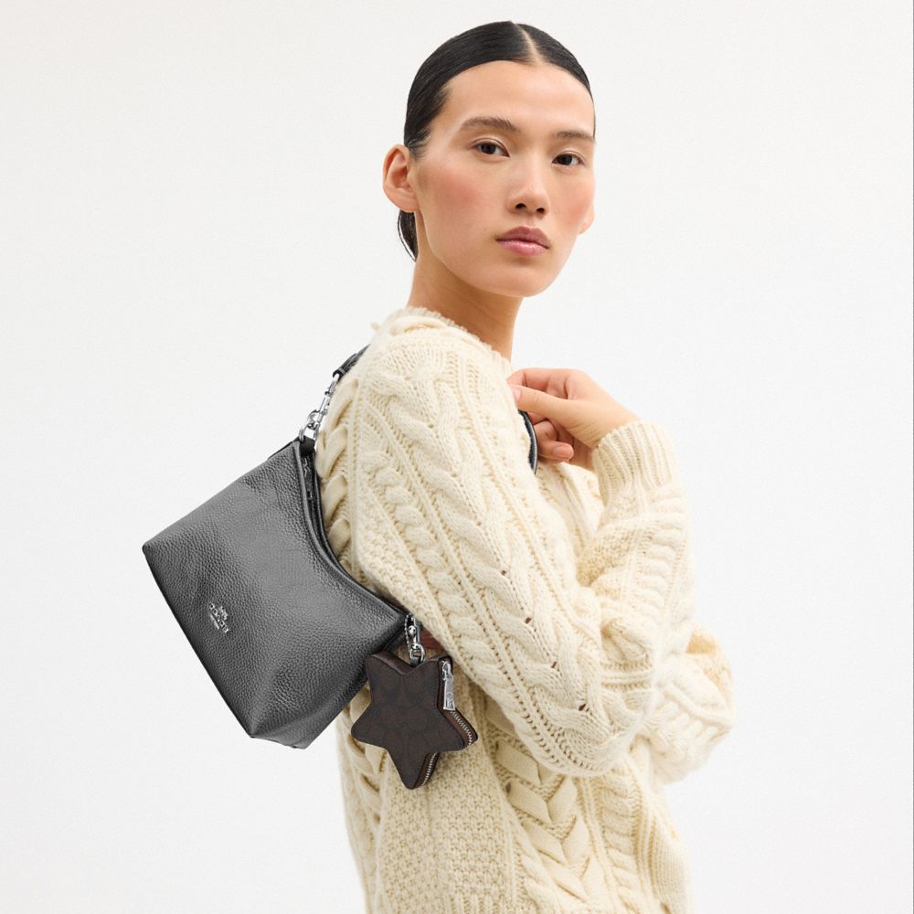 COACH®,Laurel Small Shoulder Bag With Star Charm,Gray,Detail View