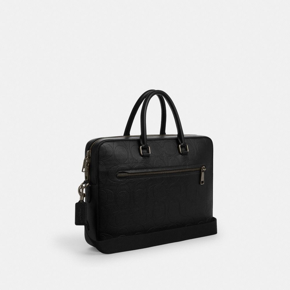 COACH®,Ethan Slim Brief In Signature Leather,Black,Angle View