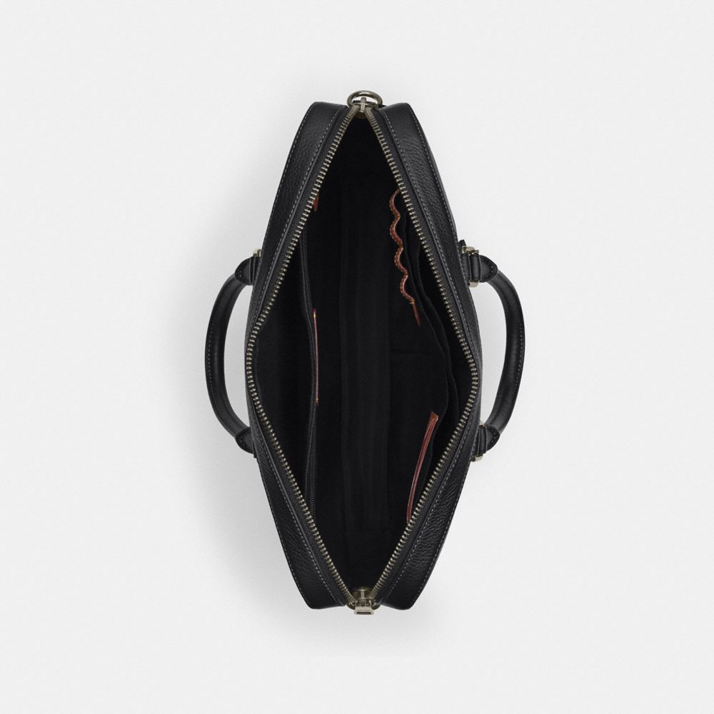 COACH®,Ethan Slim Brief In Signature Leather,Black,Inside View,Top View