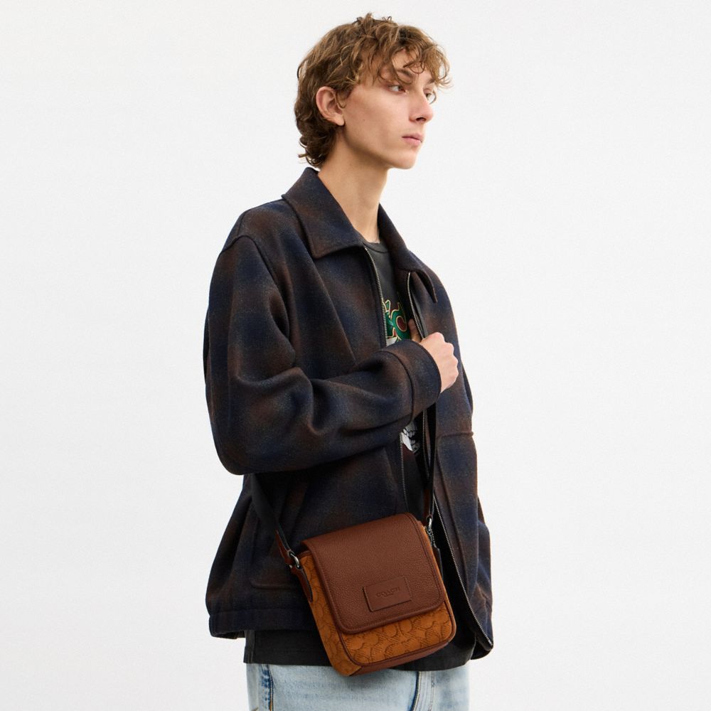 COACH®,Lucas Crossbody Bag In Signature Suede,Brown,Detail View