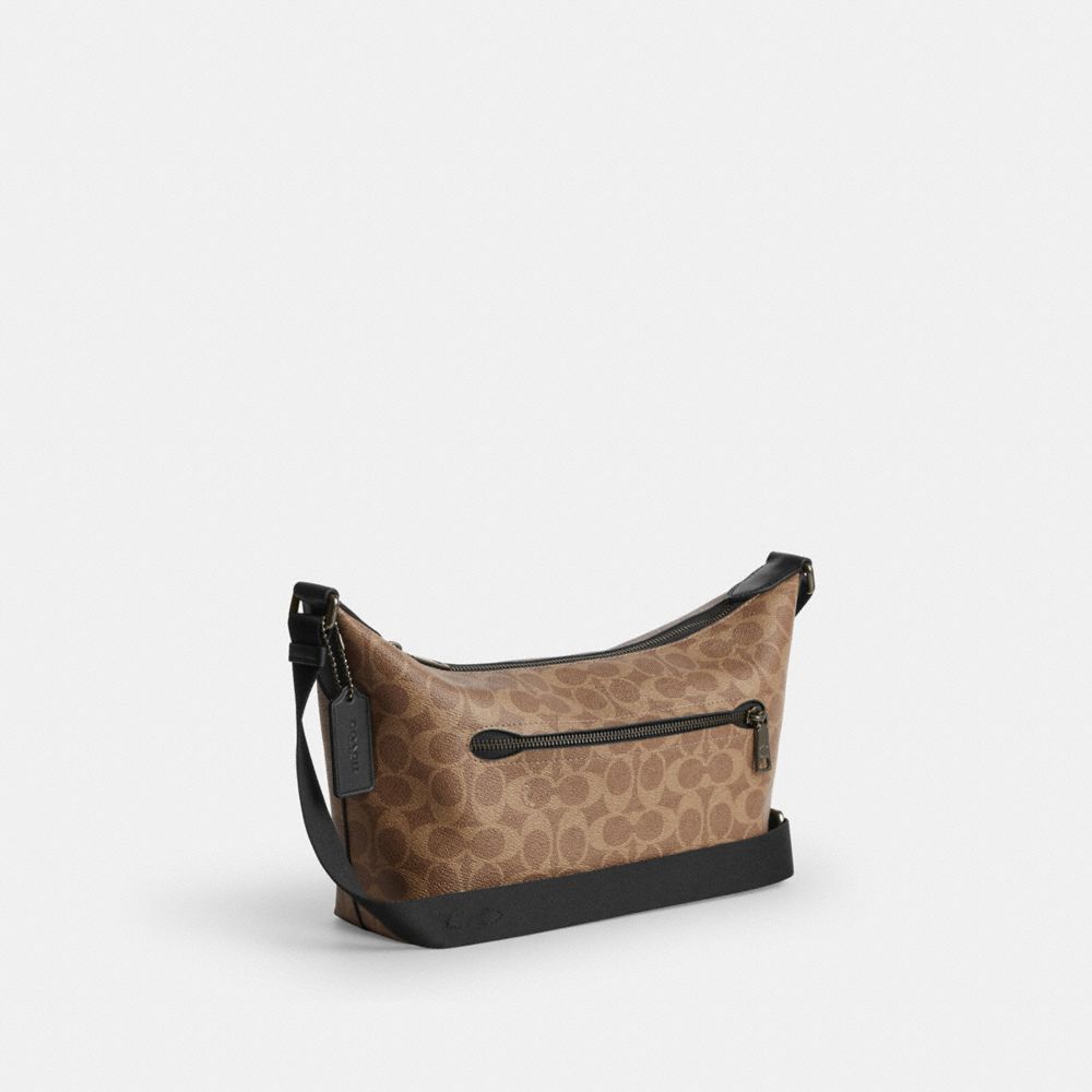 COACH®,Small Finn Crossbody Bag With Pouch In Signature Canvas,Fabric,Canvas,Calfskin Leather,Cotton,Leather,Crossbody,Log...,,Angle View