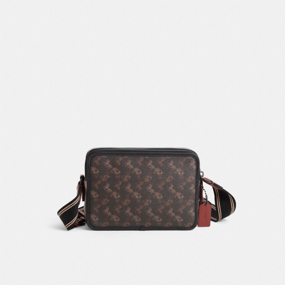 Coach Restored Charter Crossbody Bag 24 With Signature Horse And Carriage Print In Black Copper/truffle Multi