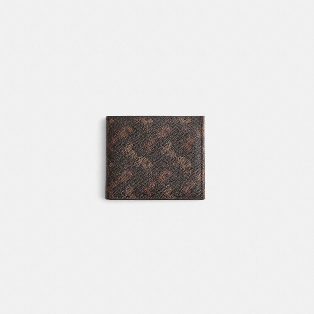 Coach Restored Double Billfold Wallet With Horse And Carriage Print