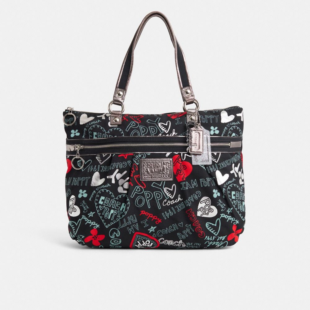 COACH®,Restored Poppy Large Glam Tote With Graffiti Print,,Front View