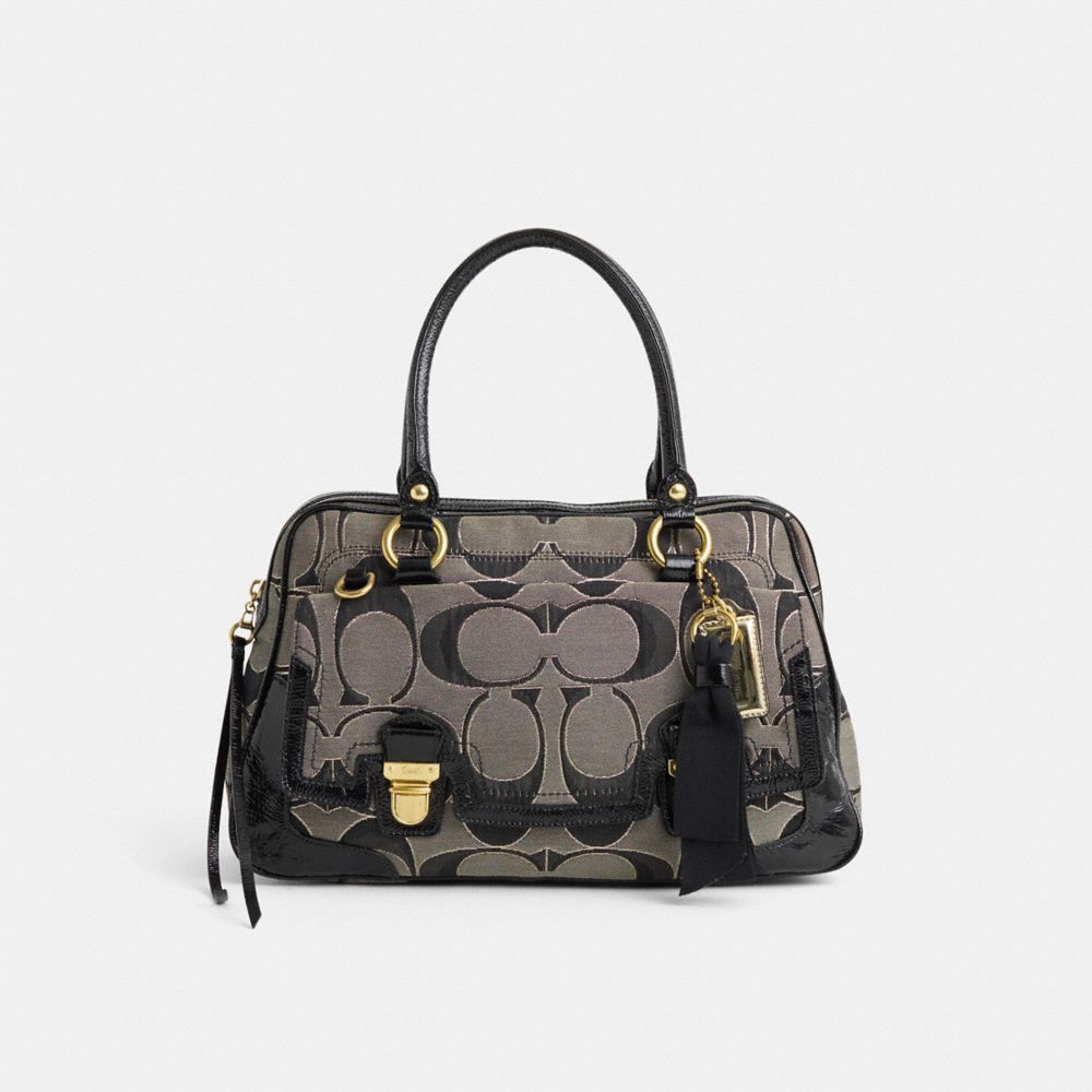 COACH®,Restored Poppy Pushlock Satchel In Signature,,Front View