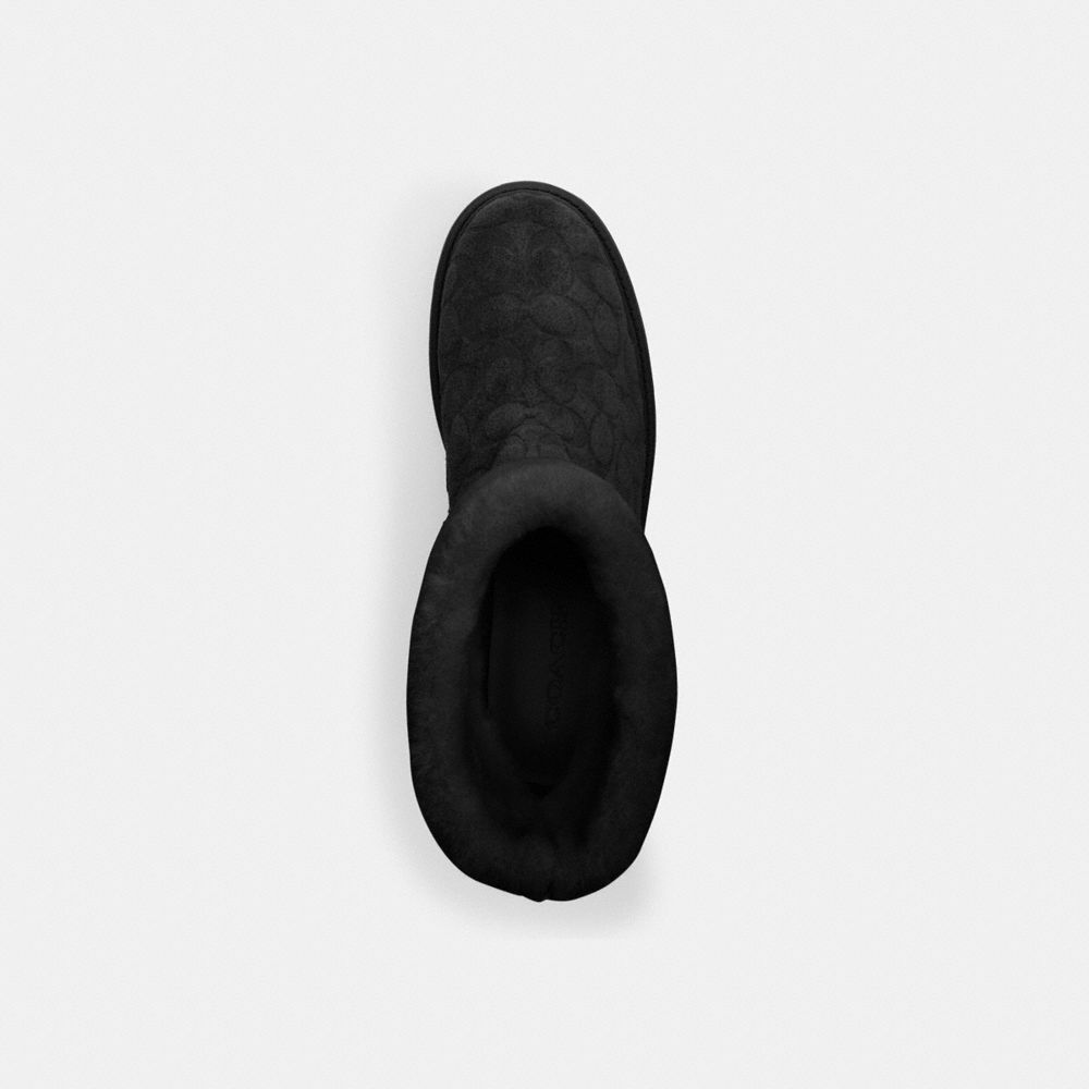 COACH®,チャンキー シェルパ ブーティ・シグネチャー スエード,ブーツ&ブーティ,ﾌﾞﾗｯｸ