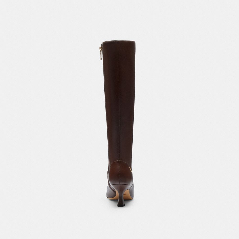 COACH®,Kitten Heel Tall Boot,Rubber,Faux Leather,Lining Leather,Leather,Vegan Leather,Boots,Pull Tab,Day Party,Brown,Alternate View