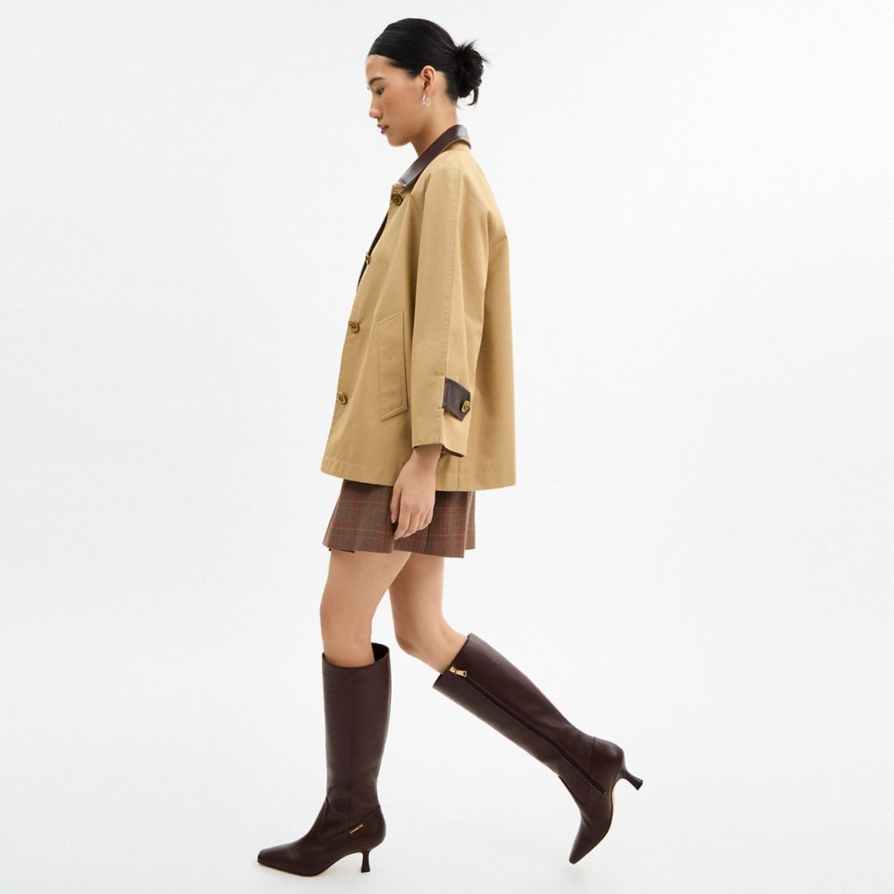 COACH®,Kitten Heel Tall Boot,Brown,Detail View