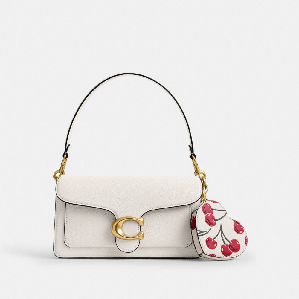 COACH®,ボックスド ハート コイン パース・チェリー プリント,コインケース/小銭入れ,ﾌﾞﾗｽ/ﾁｮｰｸ ﾏﾙﾁ