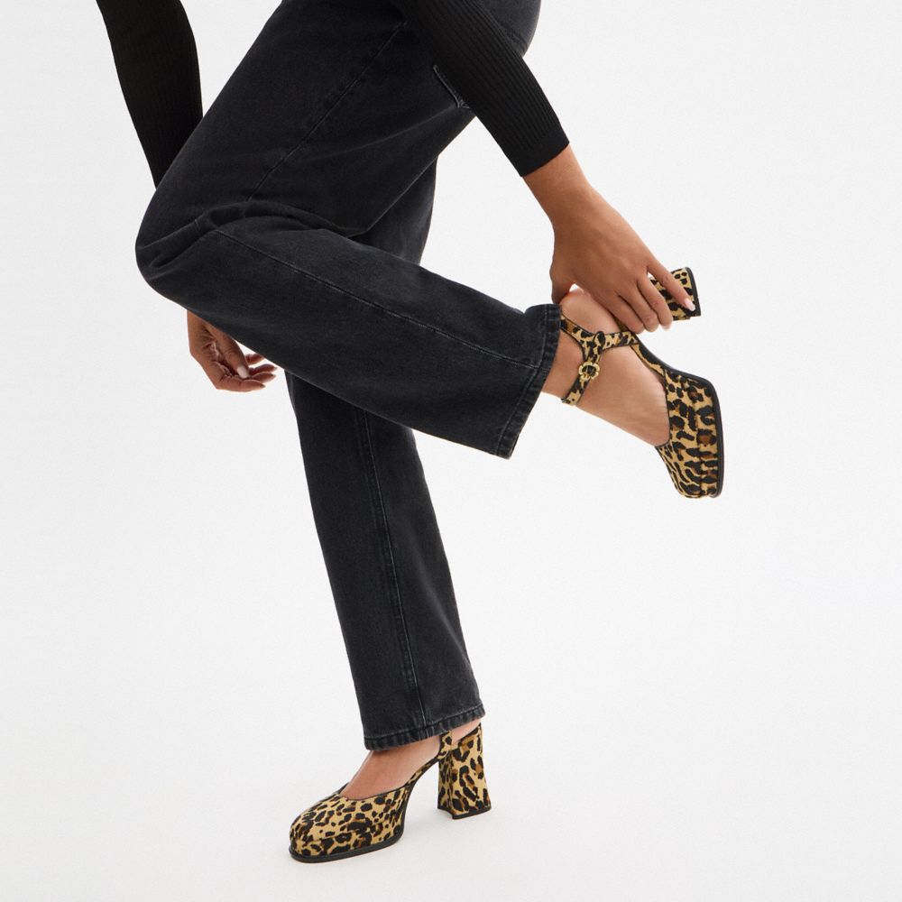 Coach Tea Rose Pump With Leopard Print In Animal Print