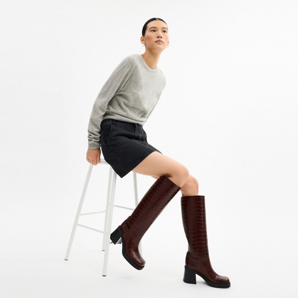 Coach Sculpted C Tall Boot In Brown