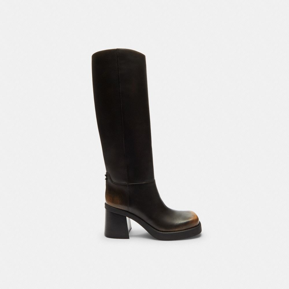 Coach Sculpted C Tall Boot In Loved Leather In Black