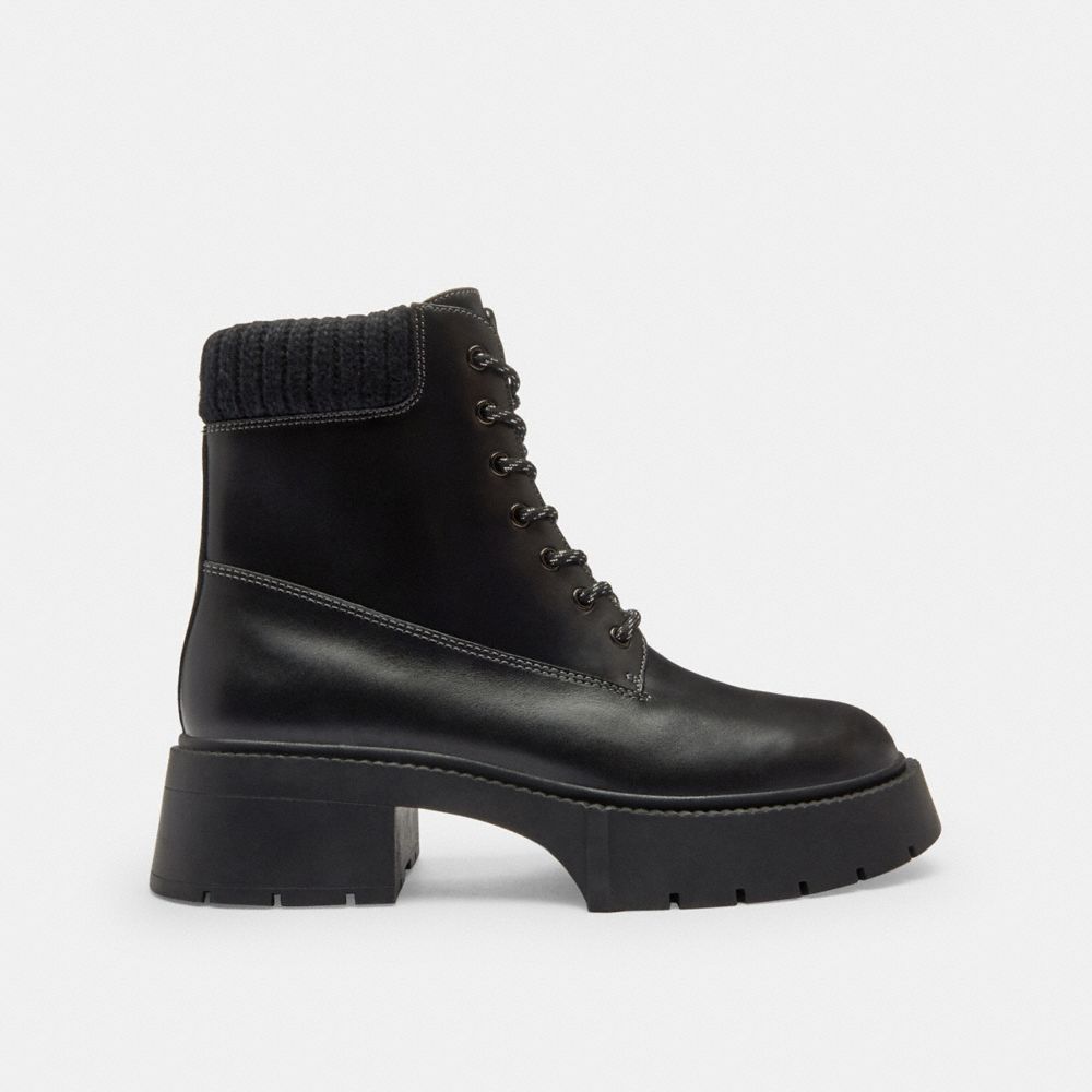 COACH®,Leah Platform Lace Up Bootie,,Angle View