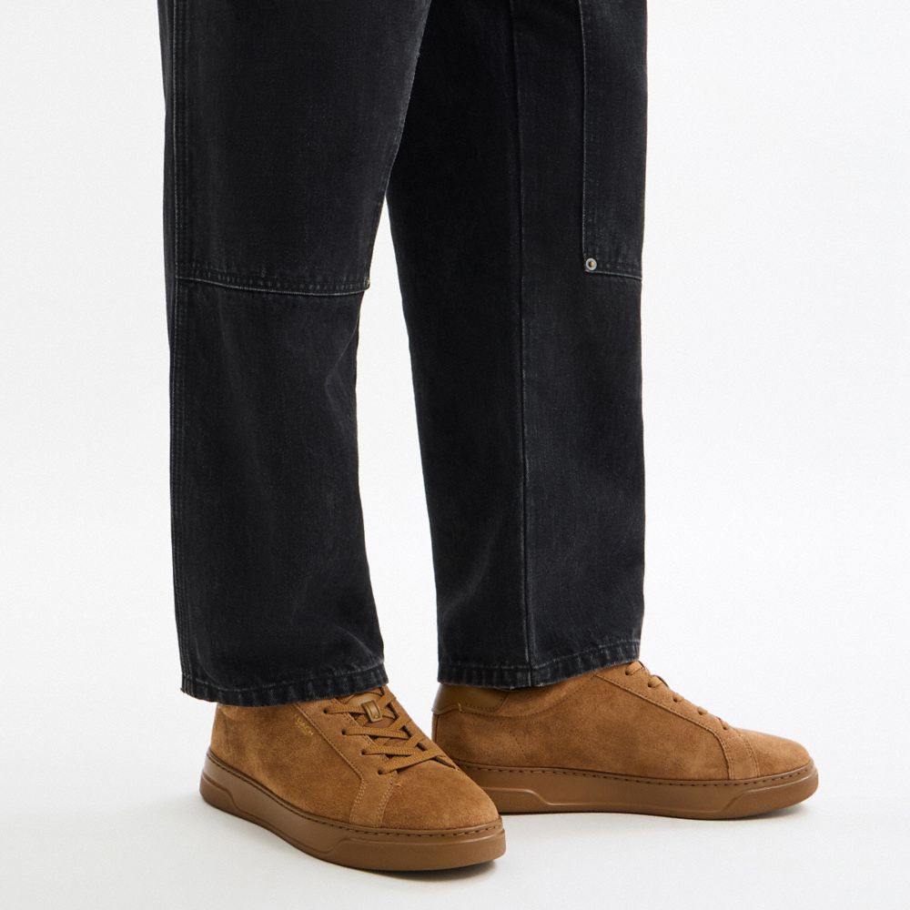 COACH®,High Line Sneaker,Lining Leather,Leather,EVA,Suede,Casual,Low Top,Fabric,Color Block,Cushioned Outsole,Casual,Brown,Detail View