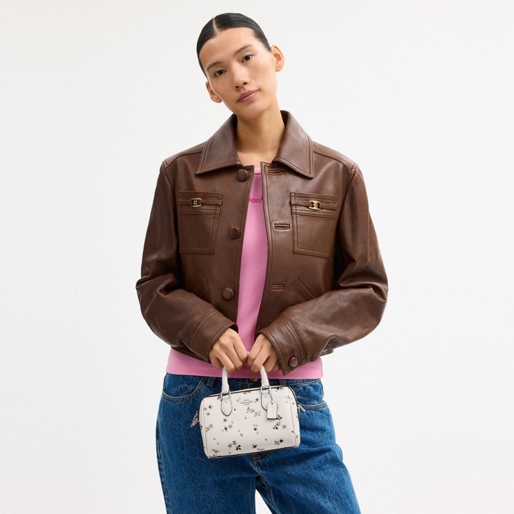 COACH®,Mini Rowan Crossbody Bag With Star Print,Cream,Detail View