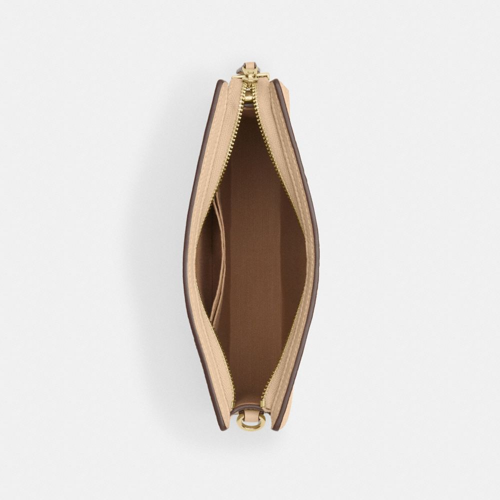 COACH®,Slim Crossbody Bag In Signature Leather,Leather,Crossbody,Logo,Compact,Lined,Gold Metal,Casual,Beige,Inside View,Top View