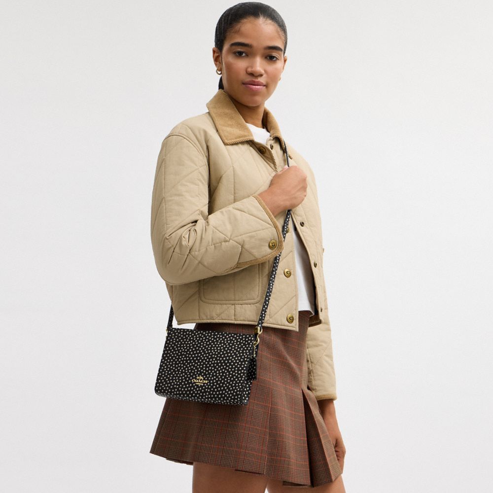 COACH®,Slim Crossbody Bag With Spot Print,Black