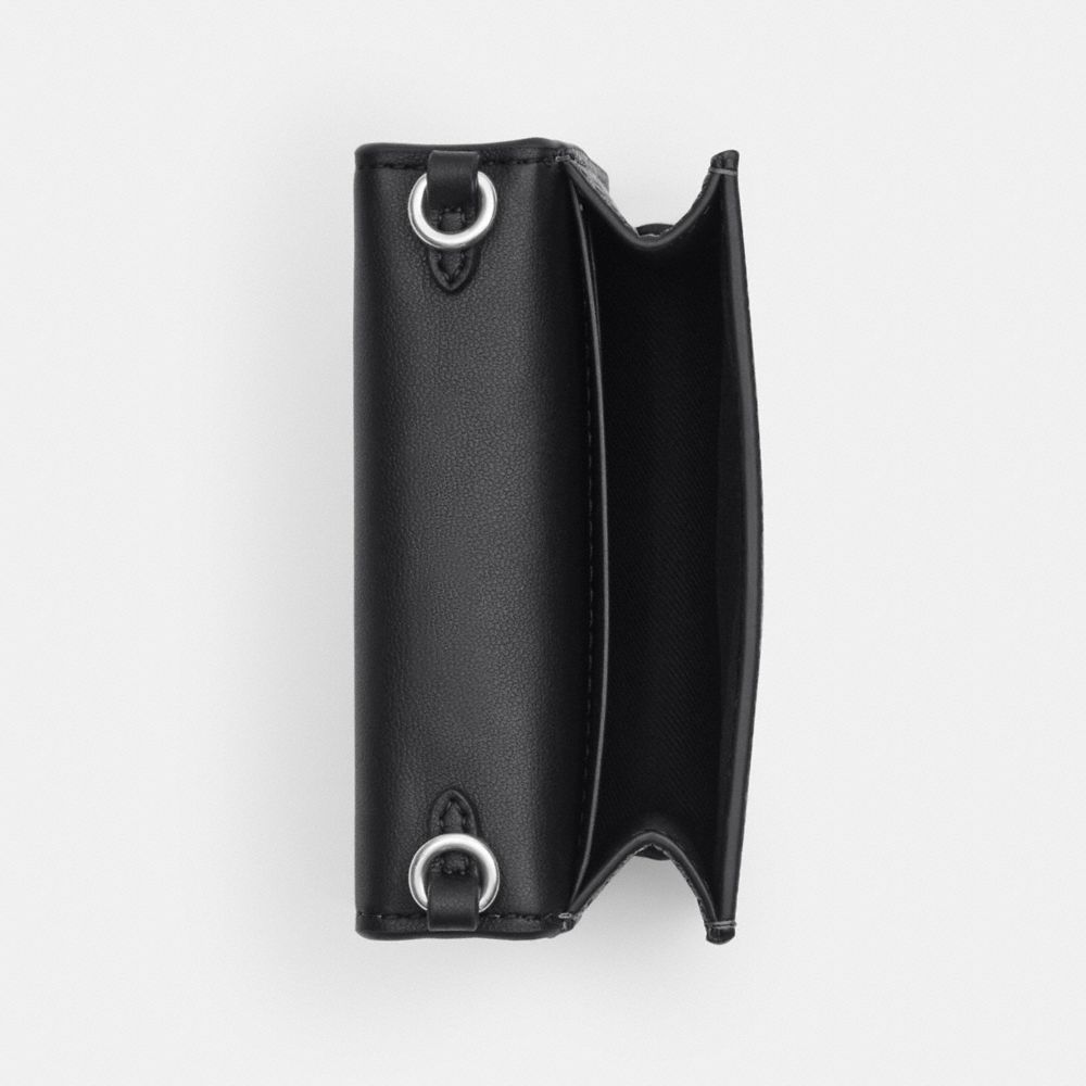 COACH®,Mini Wallet On A Chain With Rivets,Black,Inside View,Top View