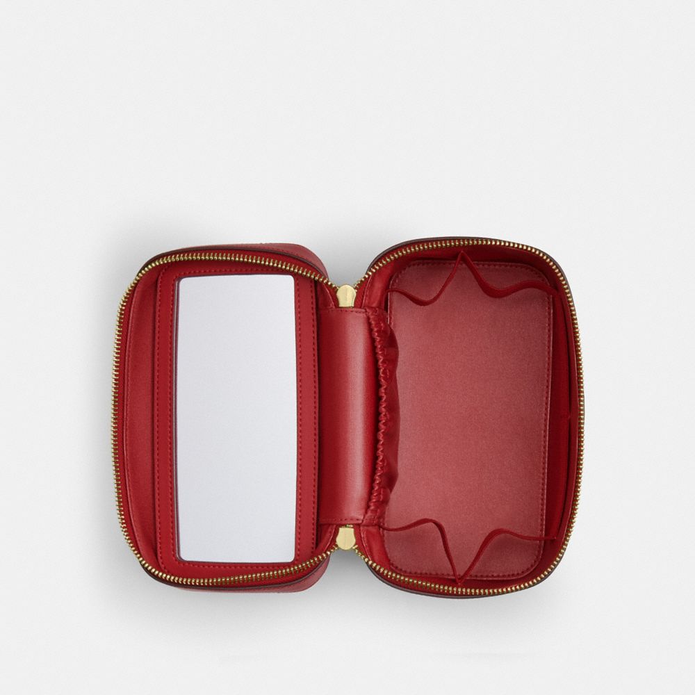 COACH®,Cosmetic Case In Maxi Signature Canvas,Brown,Inside View,Top View