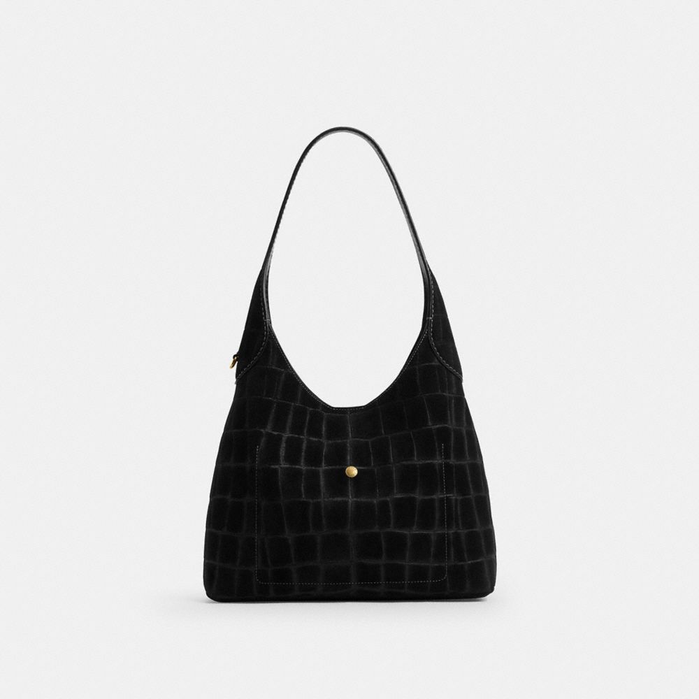 COACH®,Brooklyn Shoulder Bag 28,Suede,Leather,Shoulder Bag,Lined,Brass,Day Party,Black,Back View