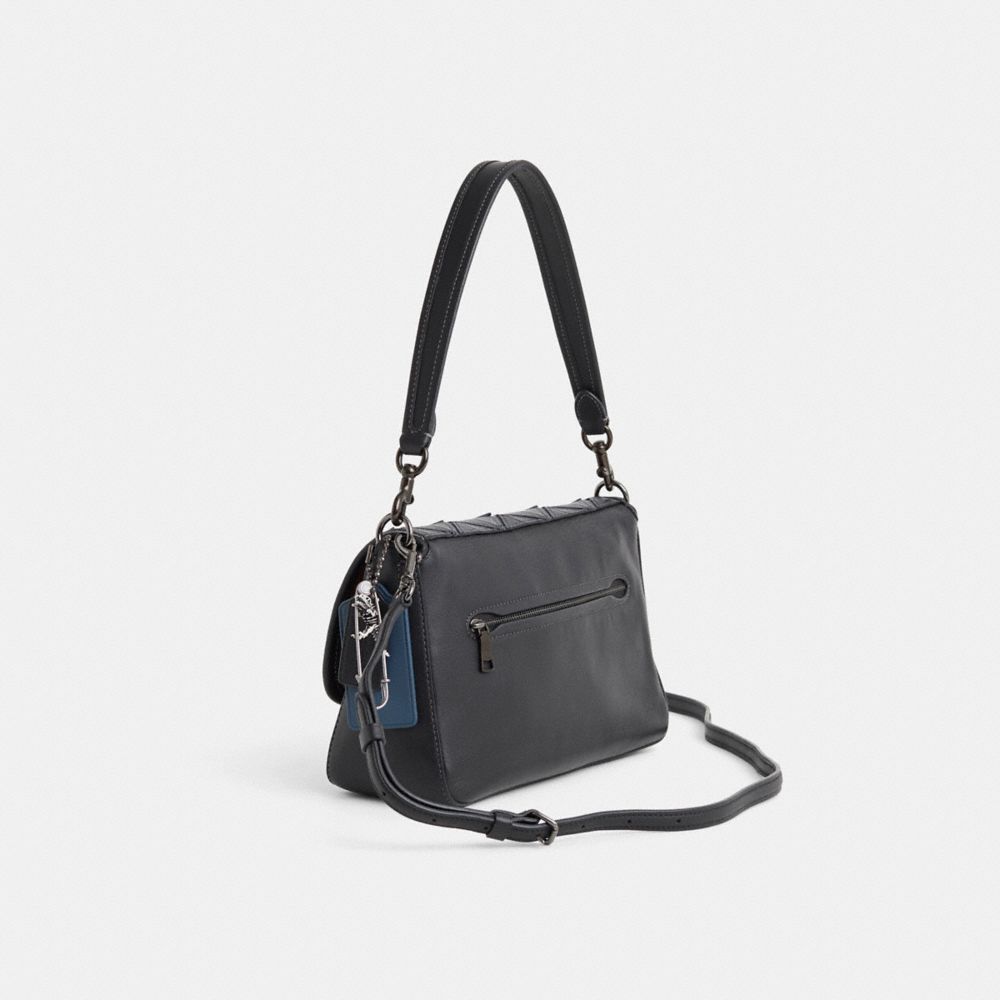 COACH®,Upcrafted Soft Tabby Shoulder Bag,Black,Angle View