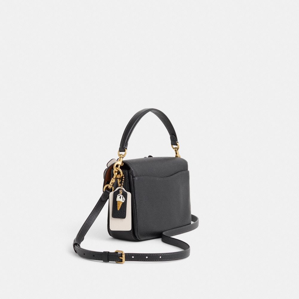COACH®,Upcrafted Cassie Crossbody Bag 19,Snakeskin,Leather,Crossbody,Applique,3D Embellishment,Studded,Metal,Logo,Compact,...,Black,Angle View