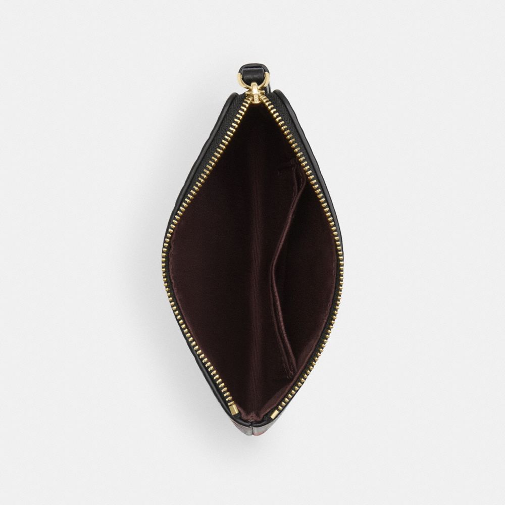 COACH®,Corner Zip Wristlet With Floral Print,Black,Inside View,Top View