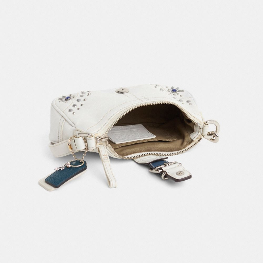 COACH®,Upcrafted Vintage Hamptons Buckle Demi Bag,White,Inside View,Top View