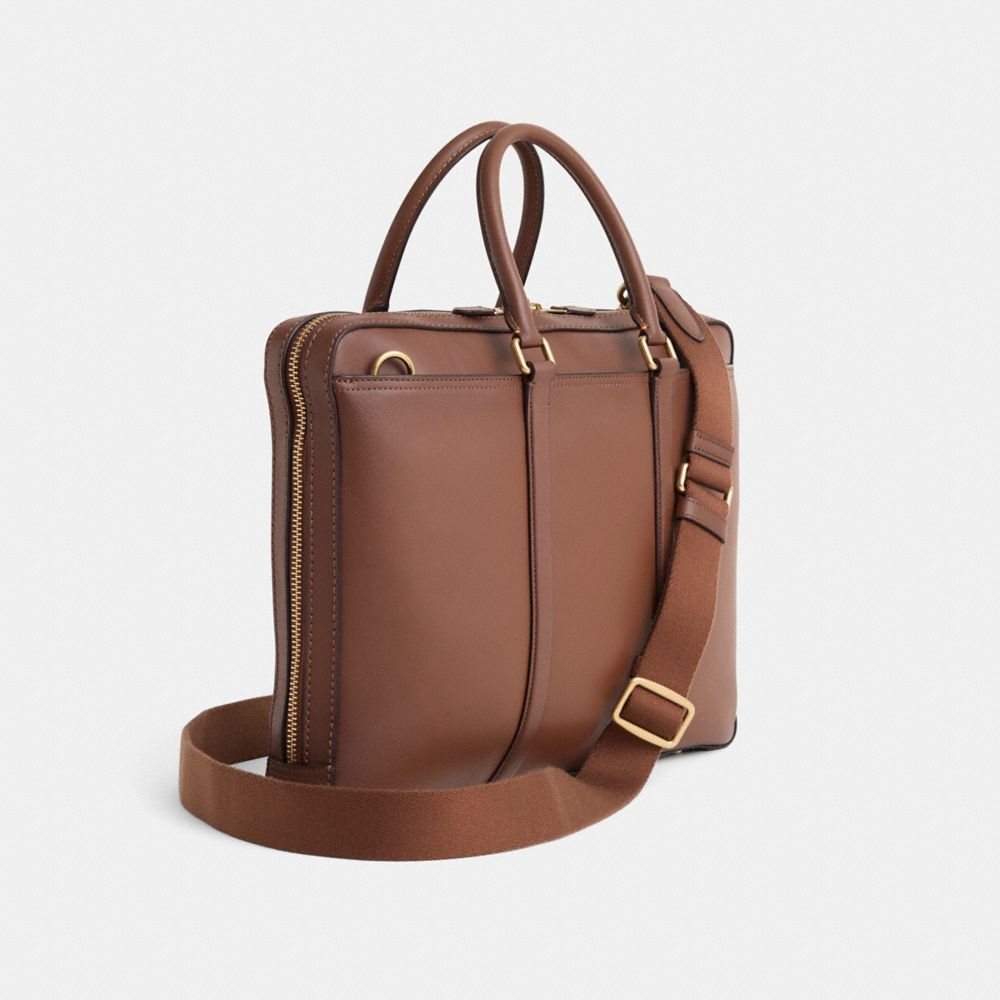 COACH®,Upcrafted Metropolitan Slim Brief,Brown,Angle View