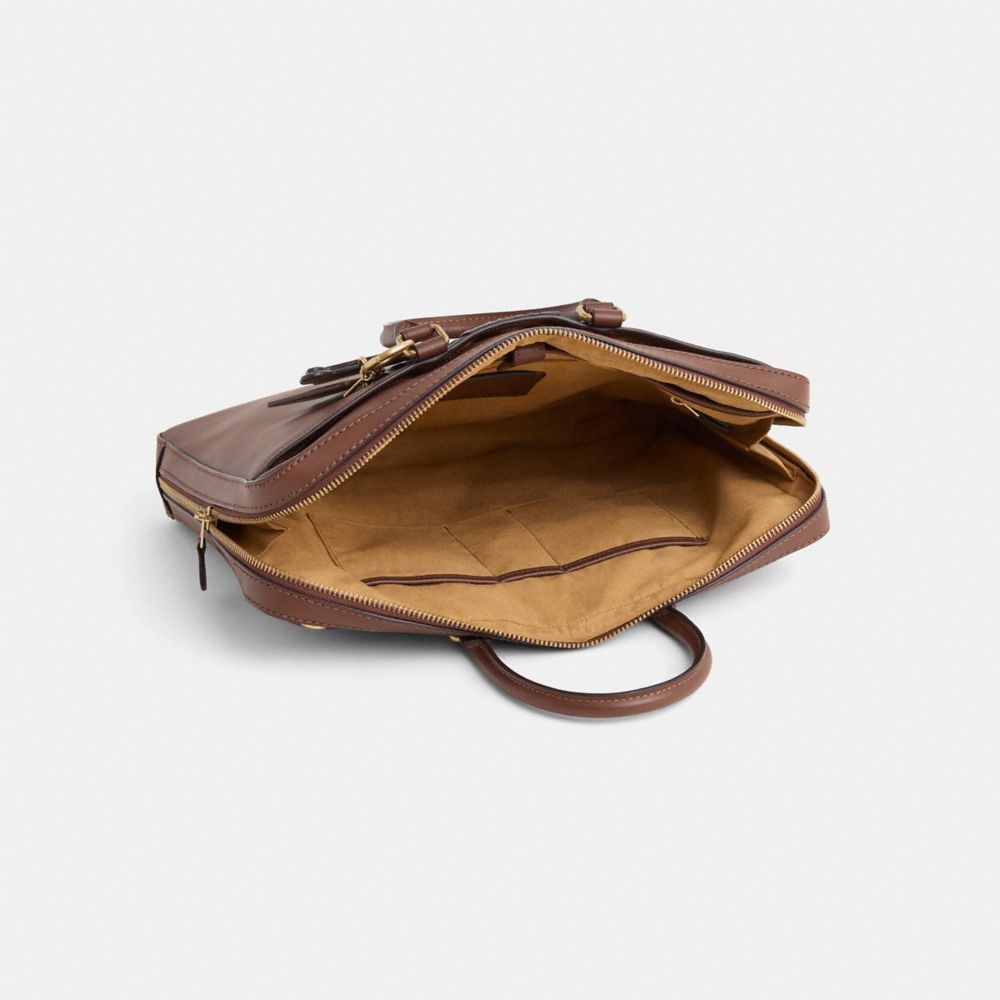 COACH®,Upcrafted Metropolitan Slim Brief,Brown,Inside View,Top View