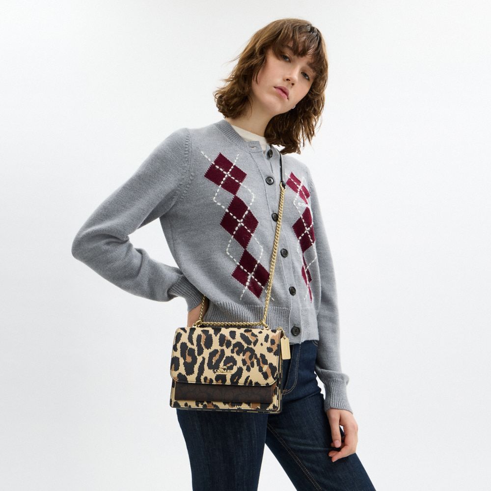 COACH®,Klare Crossbody Bag With Leopard Print And Signature Canvas,Multi Color