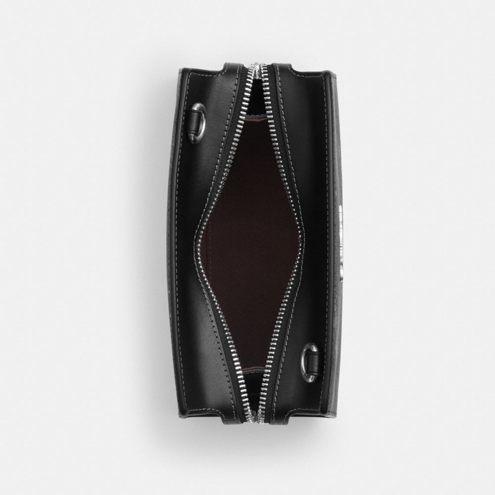 COACH®,Gia Crossbody Bag With Star Print,Canvas,Leather,Crossbody,Logo,Lined,Compact,Casual,Black,Inside View,Top View