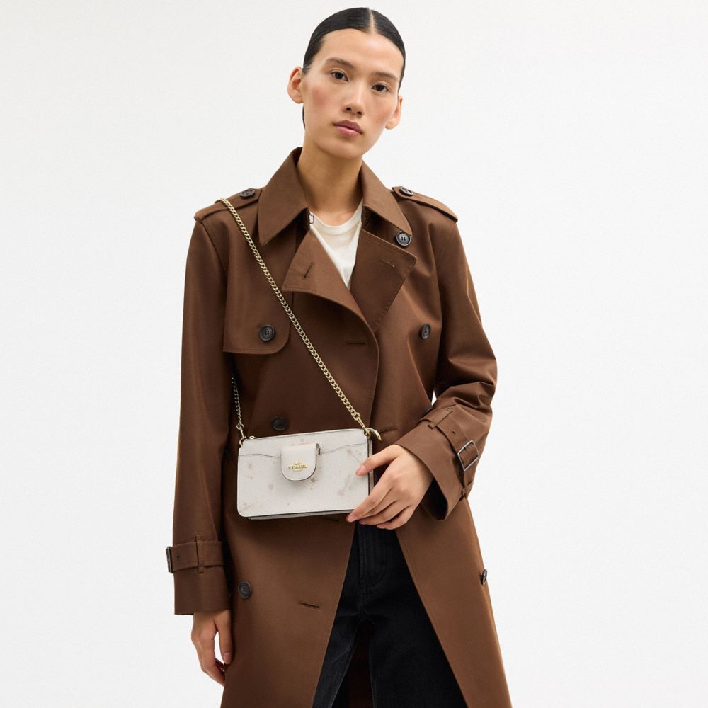 COACH®,Poppy Crossbody Bag With Star Print,White,Detail View