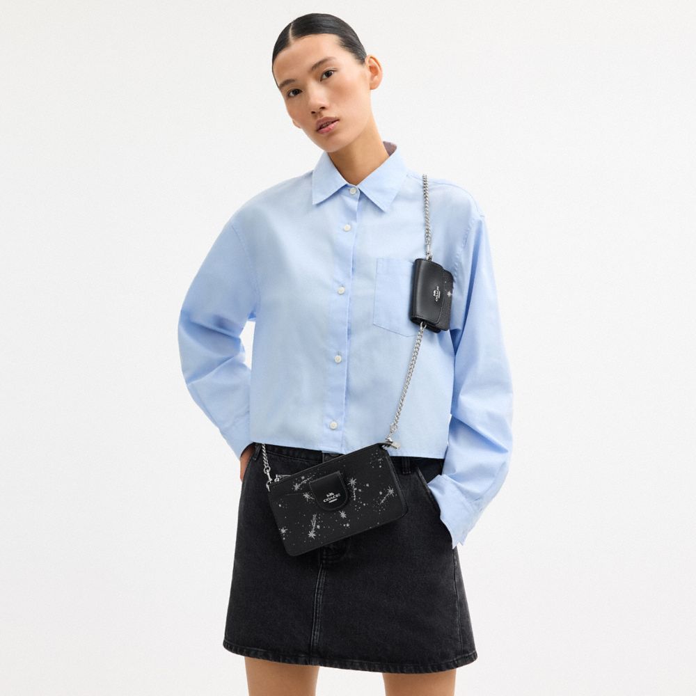 COACH®,Poppy Crossbody Bag With Star Print,Black