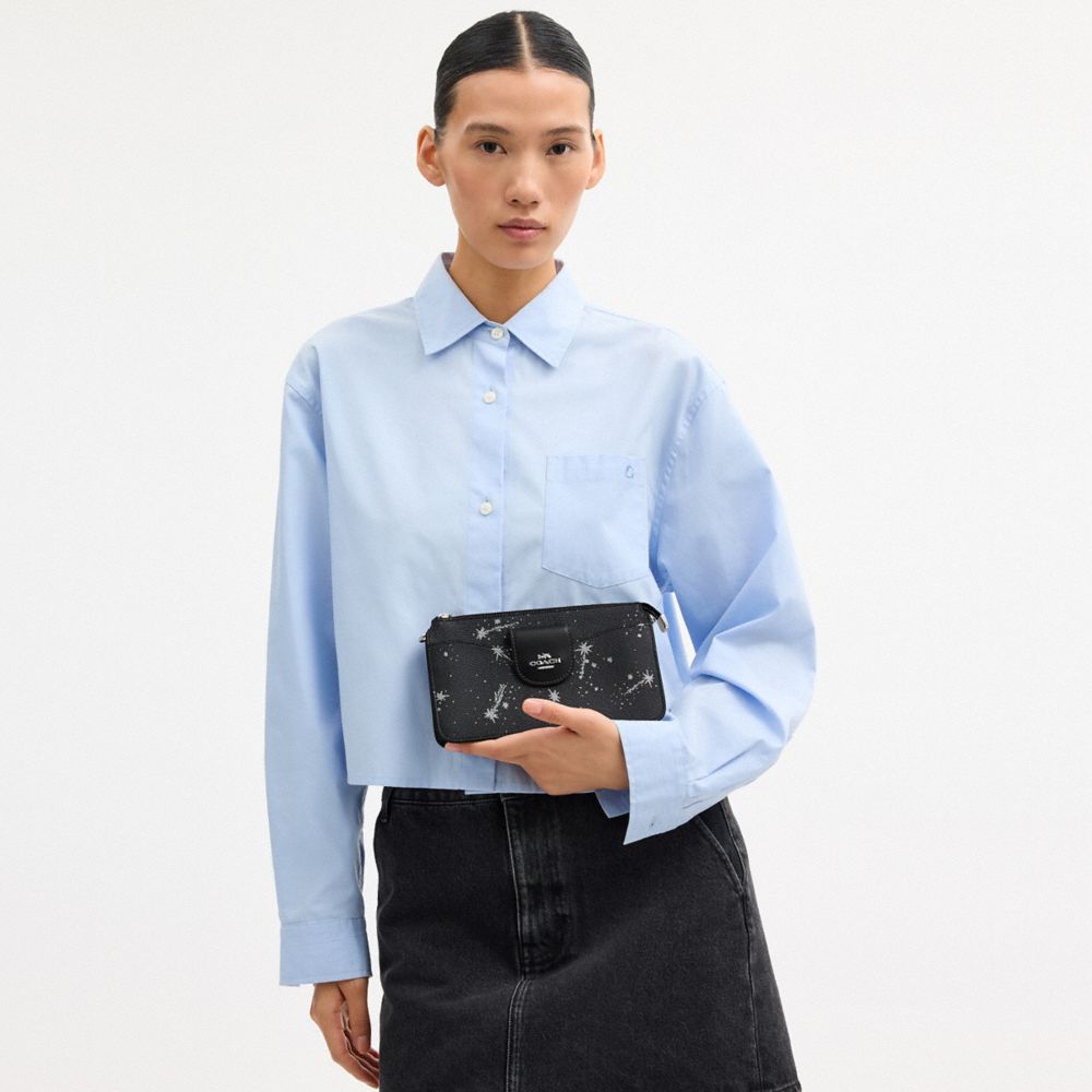 COACH®,Poppy Crossbody Bag With Star Print,Black,Detail View