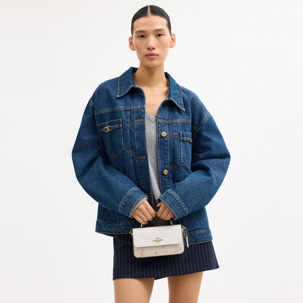 COACH®,Mini Josie Top Handle Bag With Star Print,White,Detail View