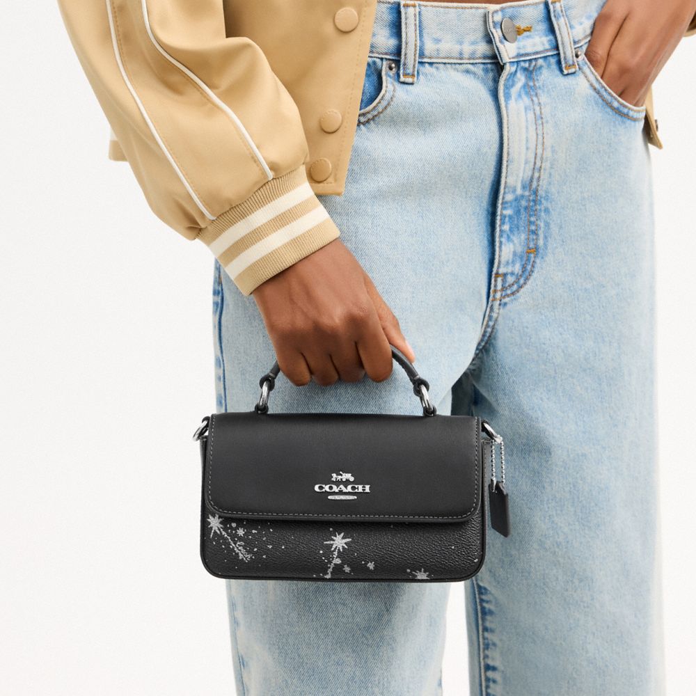 COACH®,Mini Josie Top Handle Bag With Star Print,Black,Detail View