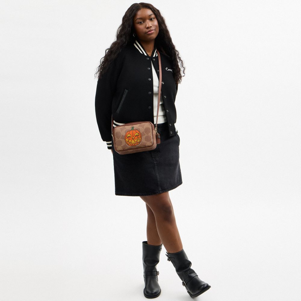 COACH®,Jamie Camera Bag In Signature Canvas With Halloween Print,Brown