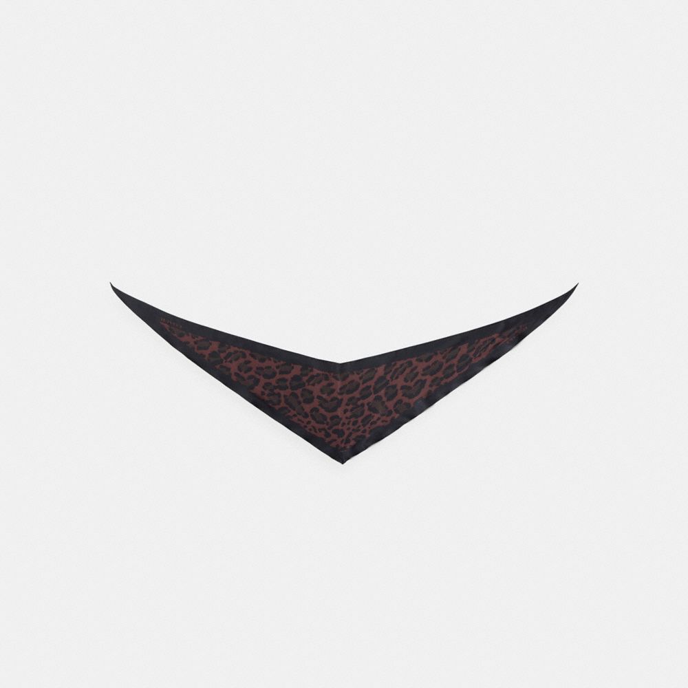 Coach Leopard Print Silk Elongated Triangle Scarf In Brown