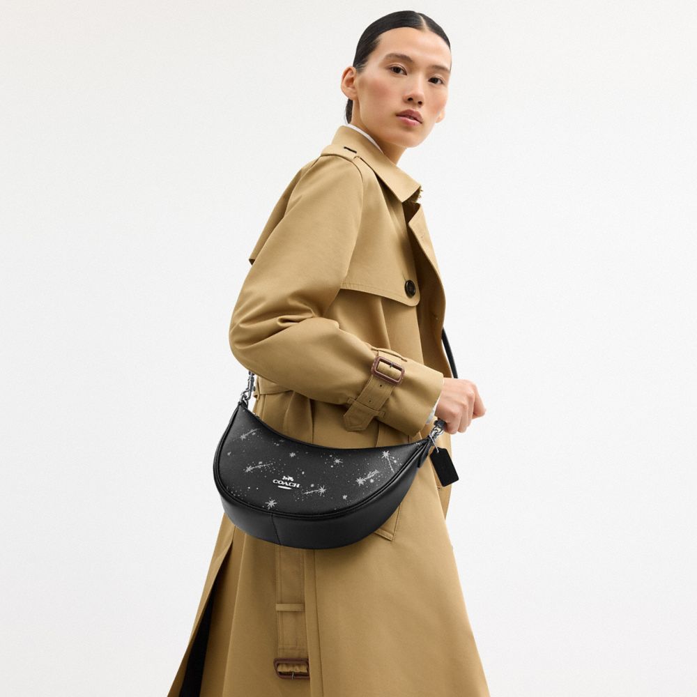 COACH®,Aria Shoulder Bag With Star Print,Black