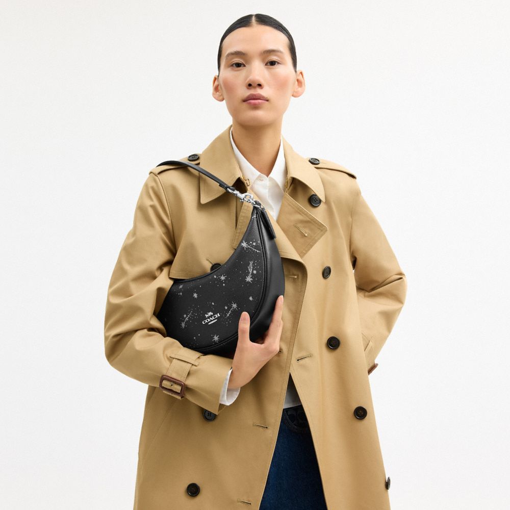 COACH®,Aria Shoulder Bag With Star Print,Black,Detail View