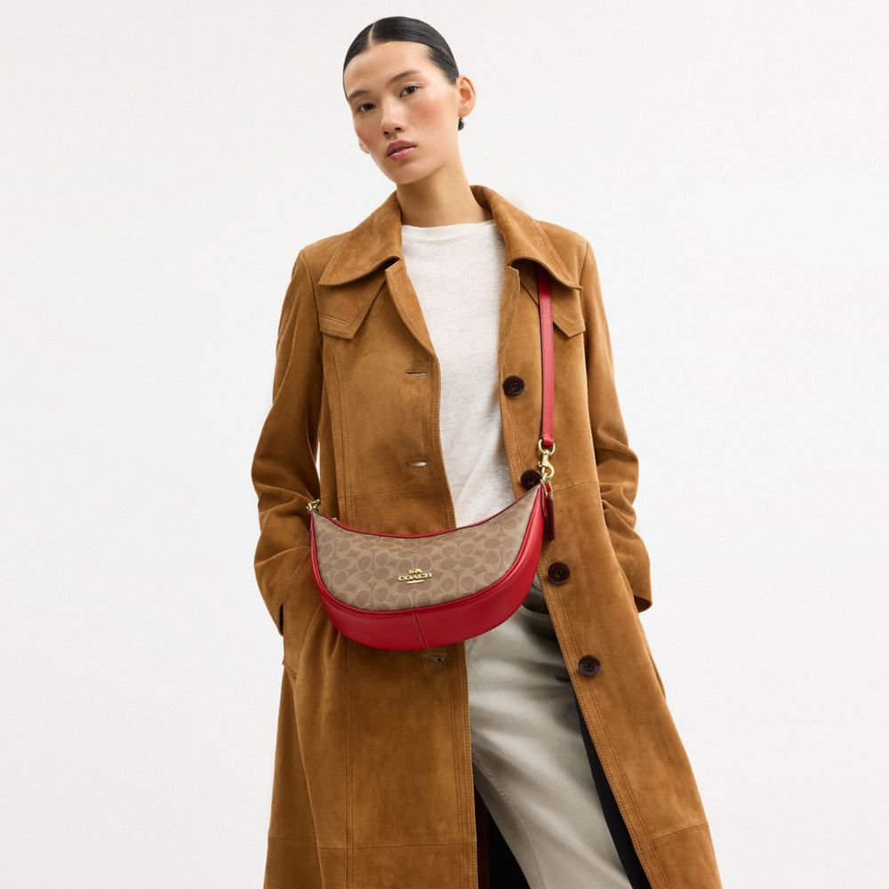 COACH®,Aria Shoulder Bag In Signature Canvas,Brown