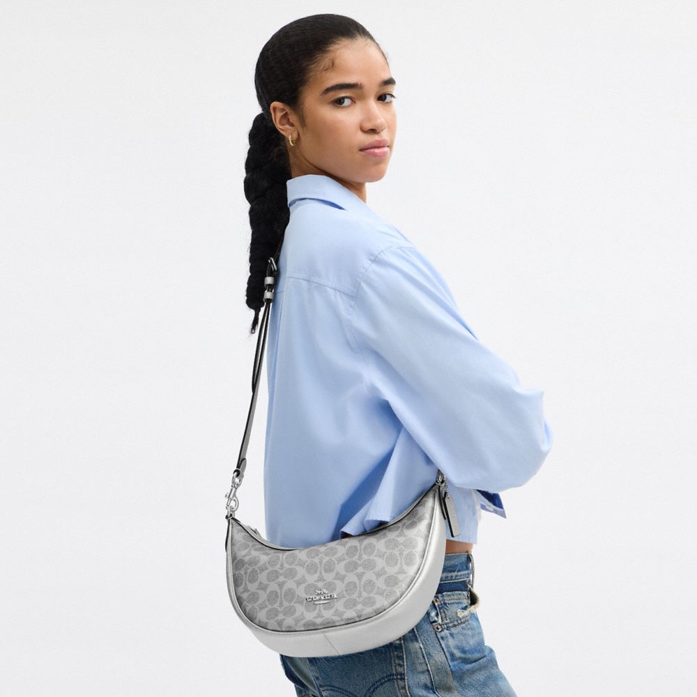 COACH®,Aria Shoulder Bag In Signature Canvas,Gray