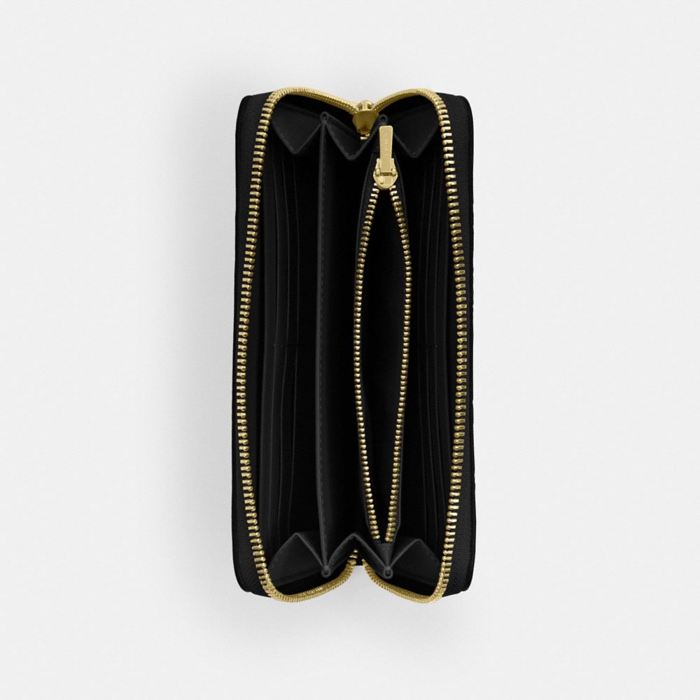 COACH®,PORTEFEUILLE À FERMETURE ÉCLAIR SUR TOUT LE TOUR EN CUIR EXCLUSIF,Doré/Noir,Inside View,Top View