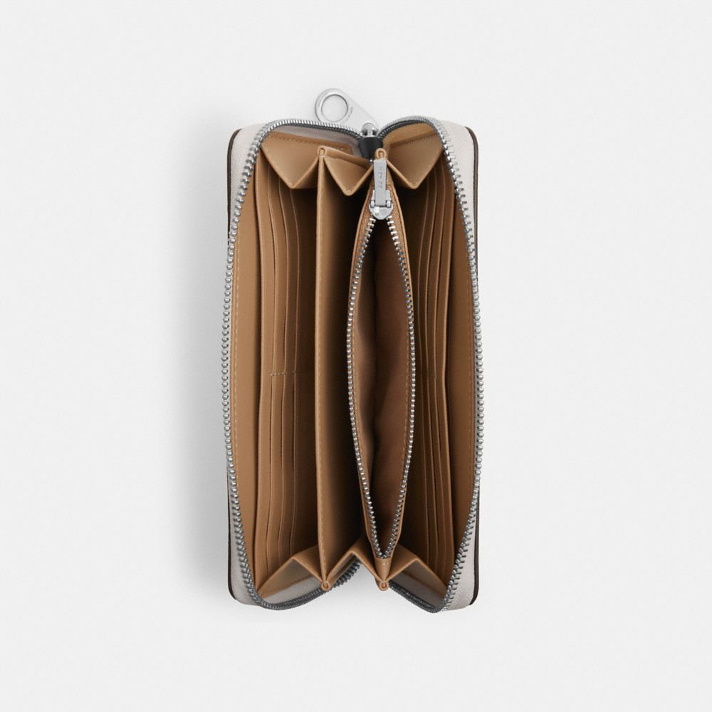 COACH®,Long Zip Around Wallet With Star Print,Cream,Inside View,Top View