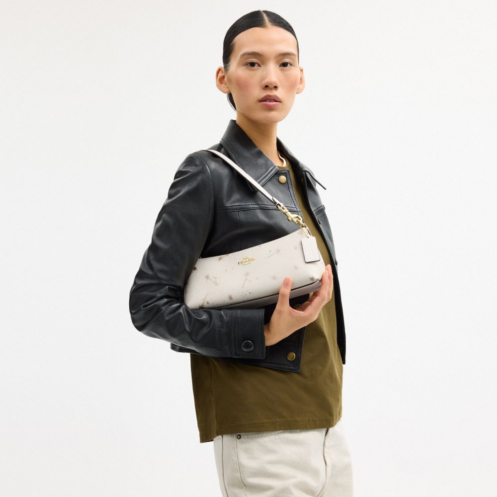 COACH®,Charlotte Shoulder Bag With Star Print,Cream,Detail View