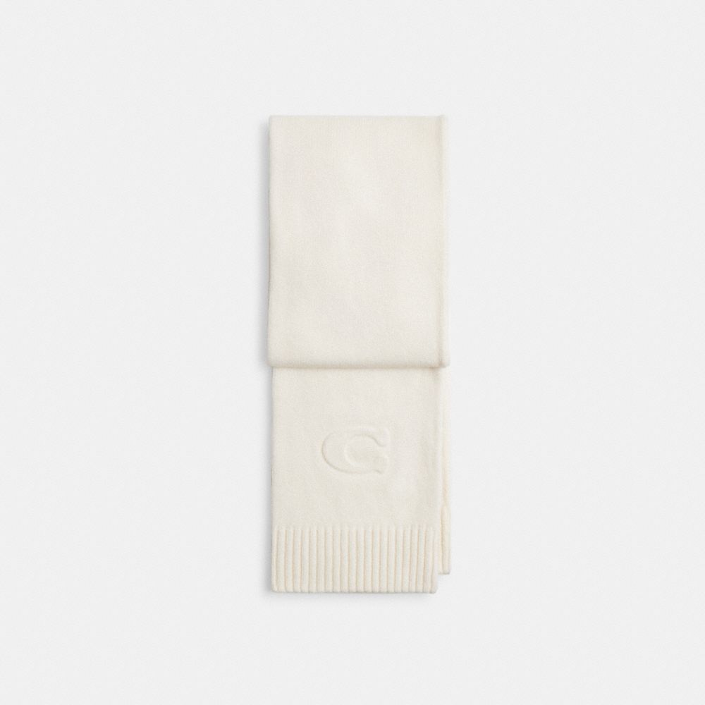 Coach Signature Embossed Knit Muffler In White