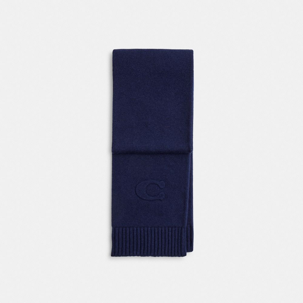 Coach Signature Embossed Knit Muffler In Blue